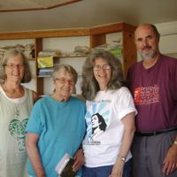 Helen Matthews Lewis, with co-editors Pat Beaver, Judi Jennings, and Steve Fisher at Highlander Center completing Living Social Justice in Appalachia.